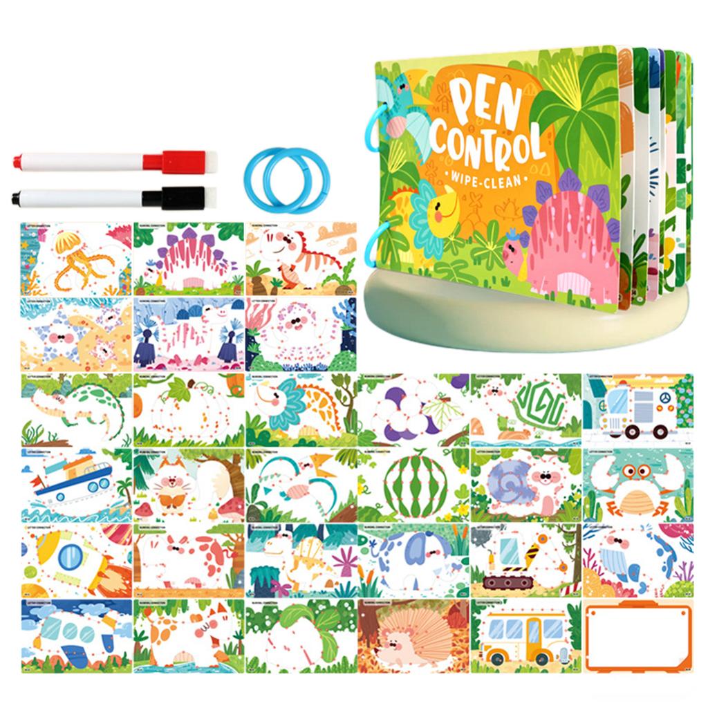 Write Wipe Activity Book Toddler Pen Control Training Book Funny Pen Guide Training Card Book for Children Early Learning