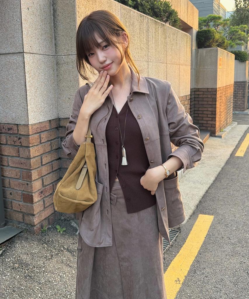 OLIVE DES OLIVE Single Suede Jacket-Style Blouse Ol6Ab9030