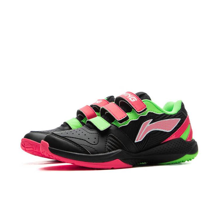 Li Ning Thunder Jr. Seamless Fashionable Anti-Slip Durable Badminton Low-Top Training Shoes Kids sneaker Black AYTV012-4