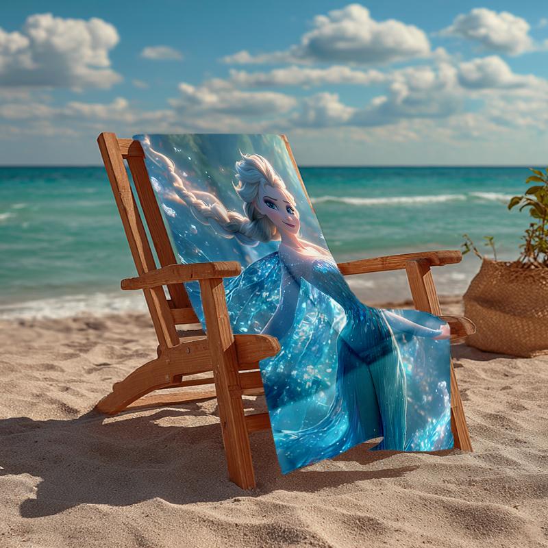 Ultra-Soft Beach Towel with Elsa Theme,Ideal for Pool - Camping, Diving - Perfect Travel Essential, Vibrant Beach Towel.