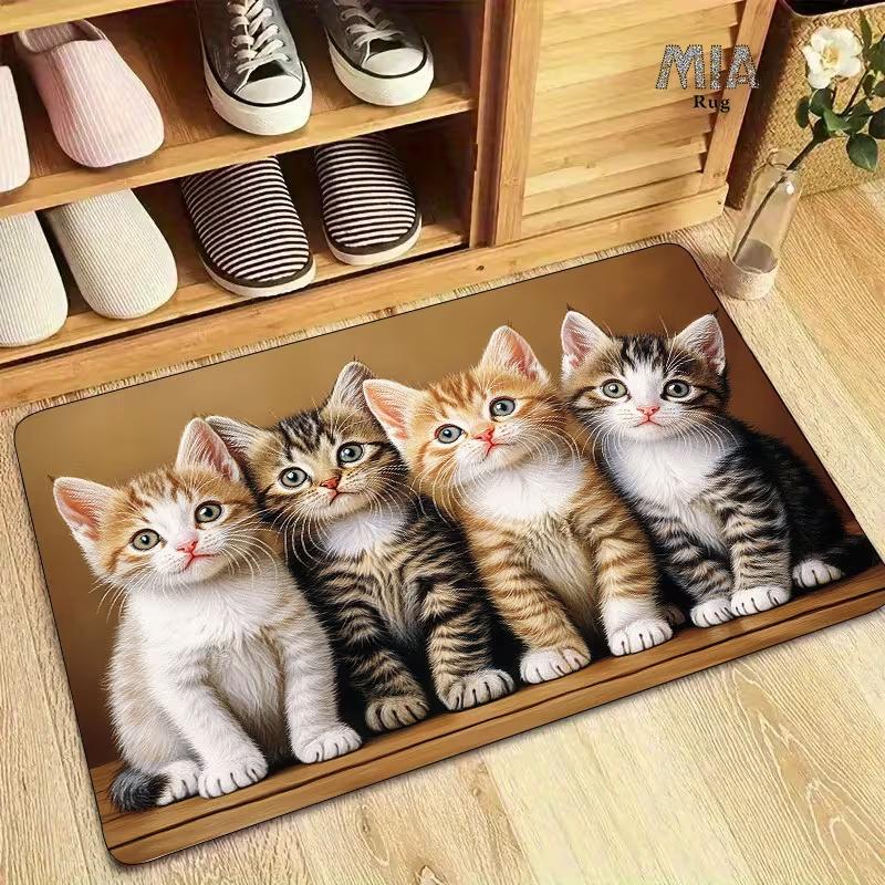 Cute Pug Welcome Home Doormat Spring Summer Outdoor Theme Fade-Resistant Soft Comfort Mat Suitable for Indoor Outdoor Home Decor
