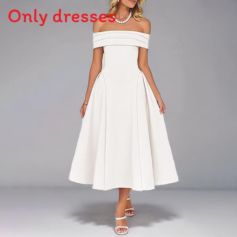 Elegant Off Shoulder A Line Dress With High Waist For Casual And Daily Wear