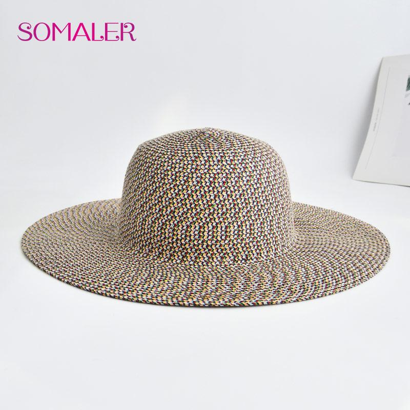 SOMALER Pălării de soare din paie de vară pentru femei Pălării de plajă cu boruri largi cu protecție solară UV, ambalabilă