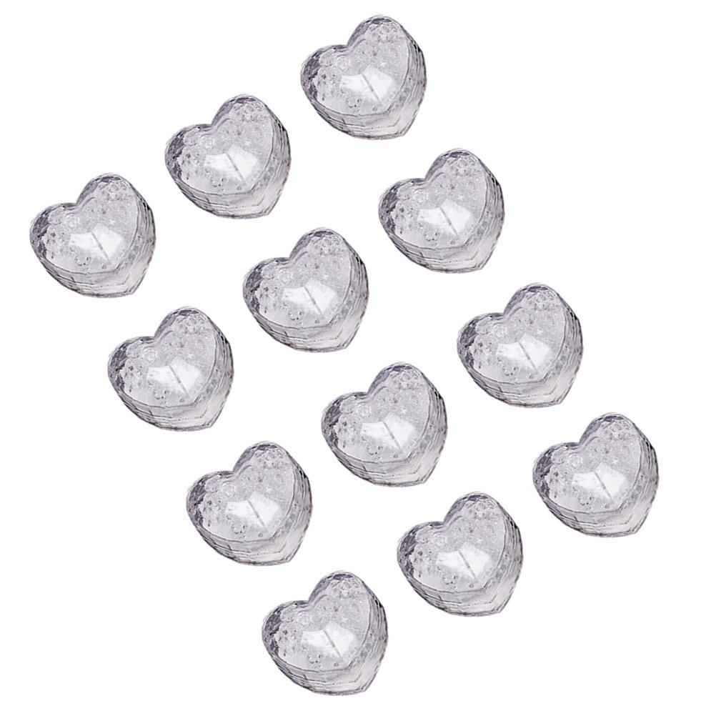 12Pcs Transparent Square Jelly LED Heart Lights Water Induced Flashing Ice Cubes for Wine Cocktails Party Bar Club Wedding