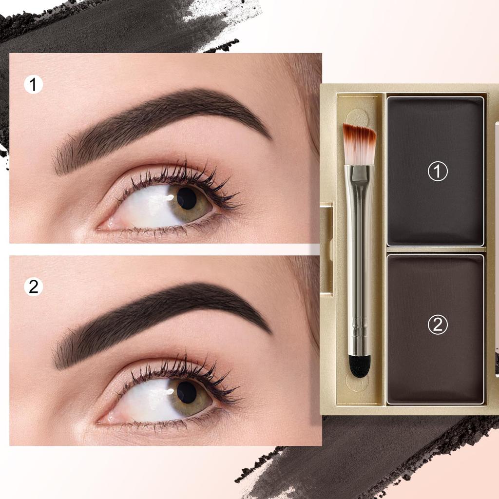 Boobeen Eyebrow Powder Waterproof Eyebrow Palette Definer Filler Eyebrow Color Shapes Brows Mirror Brush Included Kit, 2-Color Makeup, & Brows,