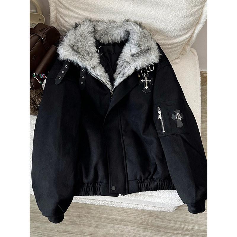 Men's Trendy American High Street Feather Collar Snow Eagle Cotton Jacket