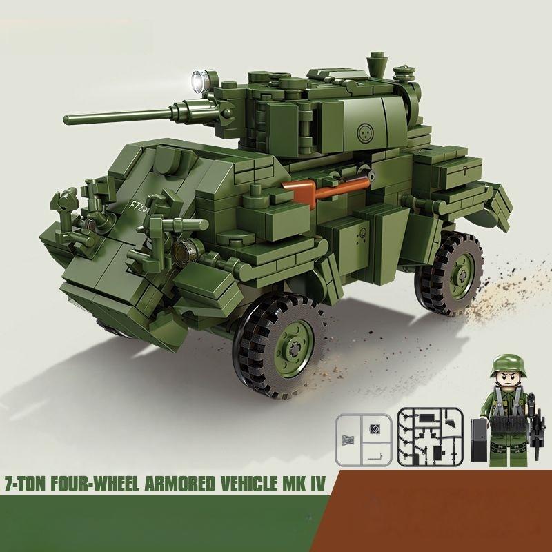WW2 MK.IV Armored Cars Building Blocks Set Military Vehicle Model Anti Tank Self Propelled Gun MOC Bricks Toys Adults Kids Birthday Gifts