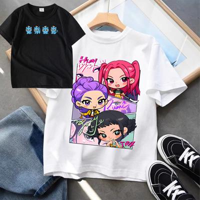 Kpop Caçadores de Demônios Roupas Infantis Camiseta de Manga Curta Camiseta Fofa K-pop Caçadores de Demônios Tigre Harajuku para Meninos Meninas