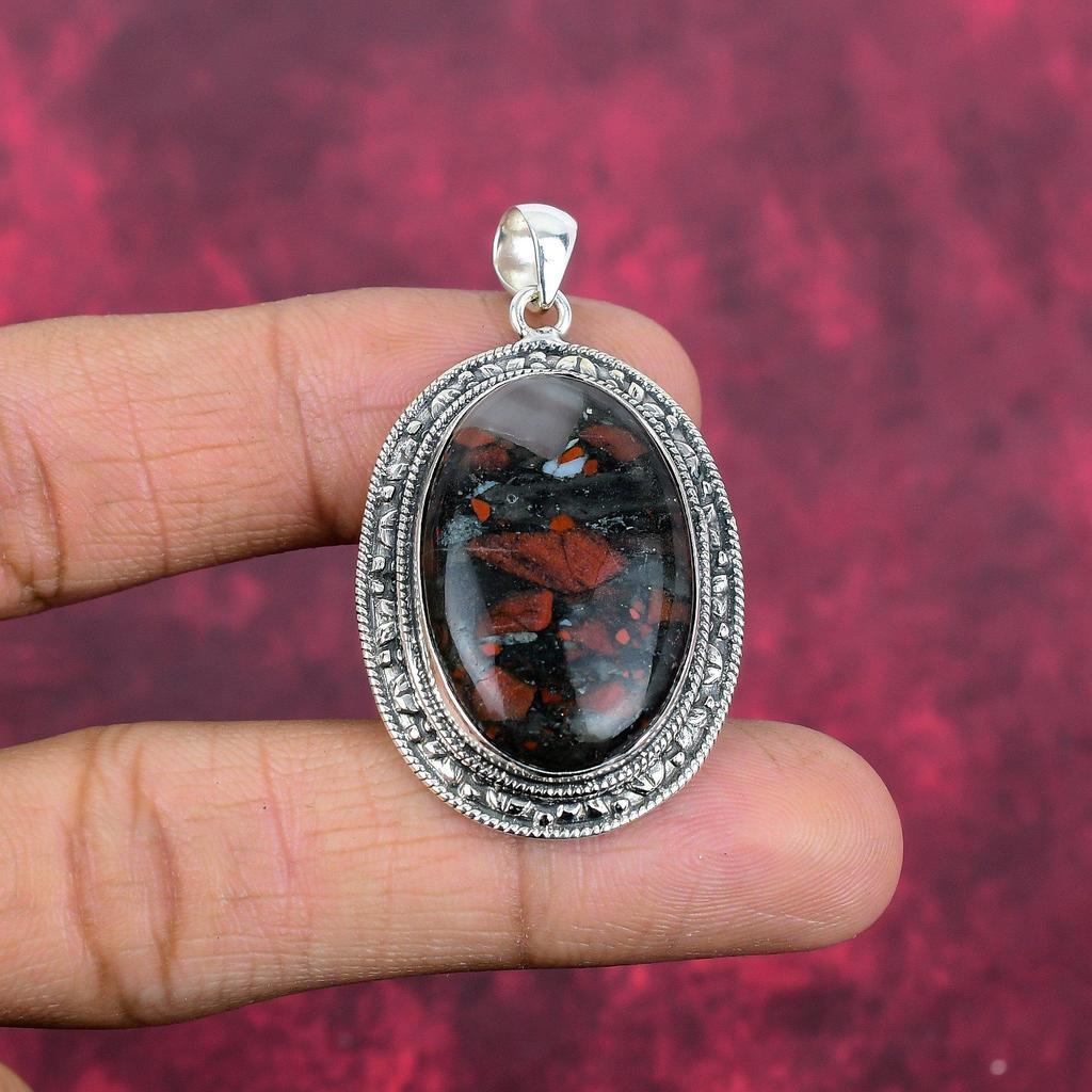 Bloodstone 925 Solid Sterling Silver Pendant Handmade Gemstone Jewelry, Gifts For Wife Brand New Pendant
