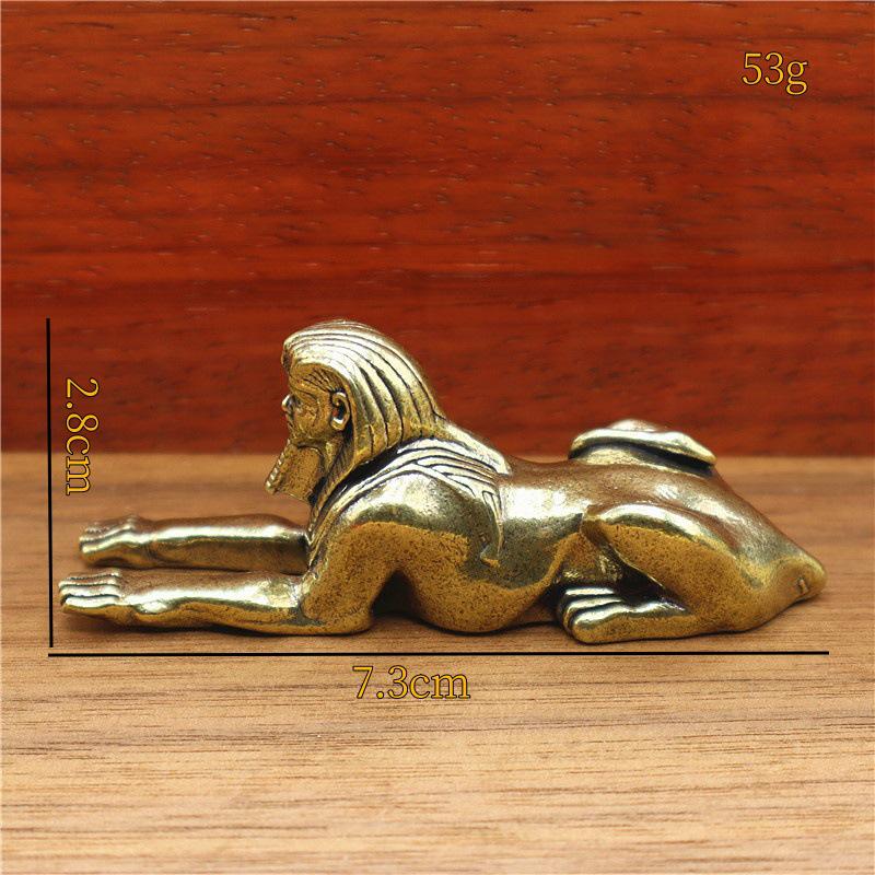 

Винтажная латунная статуэтка сфинкса: Настольный чайный питомец и украшение для игры с предметами