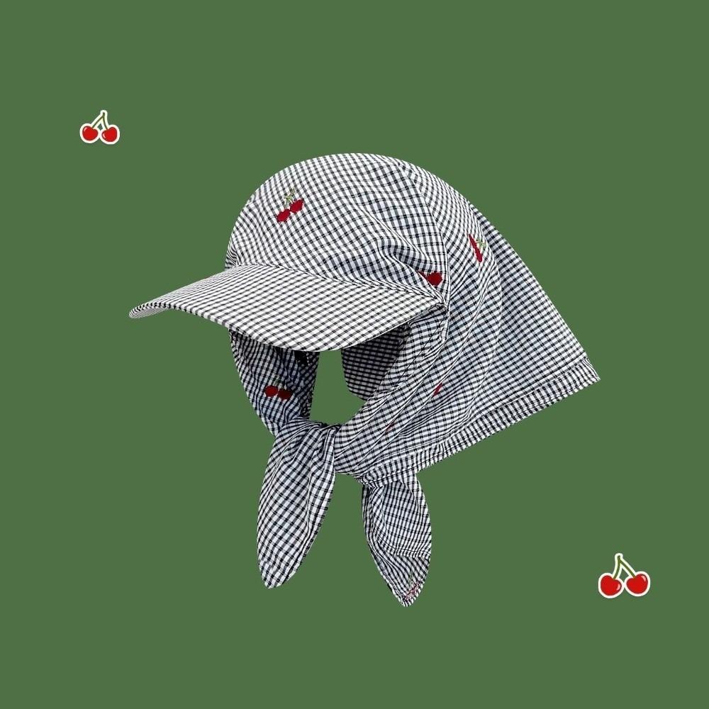 Корейская версия Шляпа-платок с клетчатой лентой Модная женская солнцезащитная кепка Весна Лето чёрный