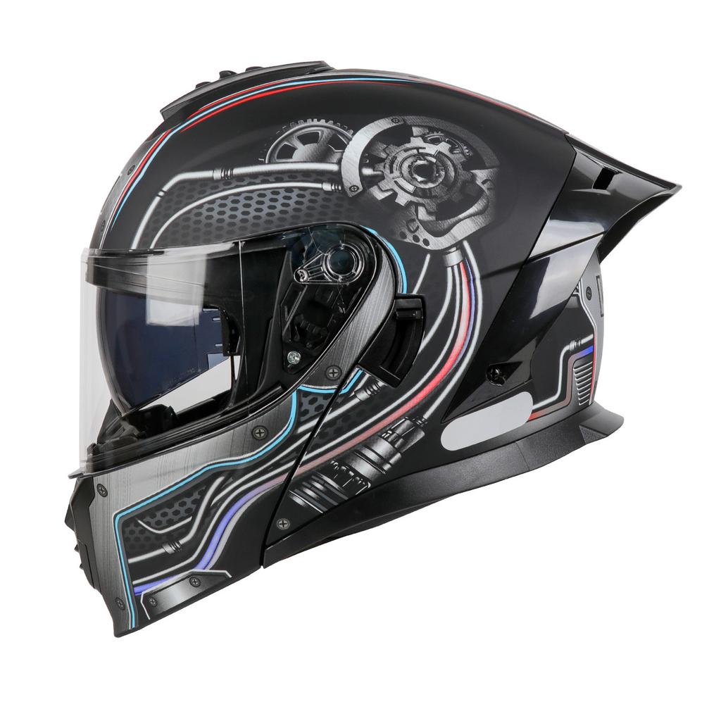 New Motorcycle Helmet Custom Peeling Helmet Four-season Universal Double Lens
