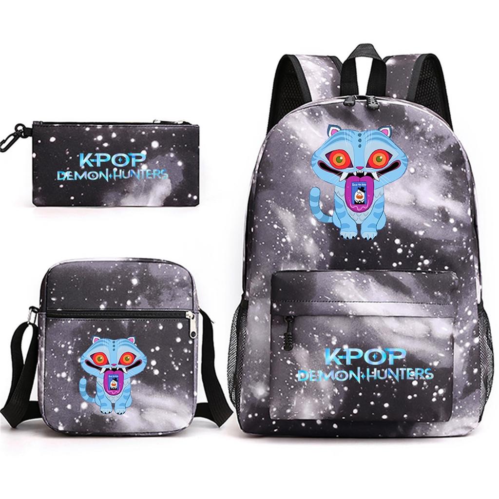 Movie Peripheral Print Backpack, School Bag Student Campus With Plush Ball Backpack