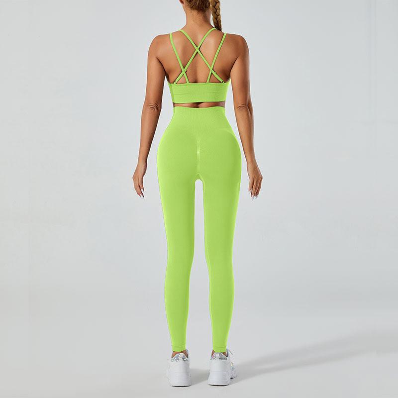 Completo Yoga da Donna con Top con Schiena a Croce e Leggings a Vita Alta per Fitness e Pratica Yoga