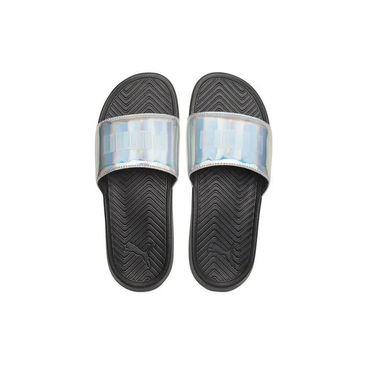 Puma Womens Popcat Chrome 'Black' (women's sizes) Black / Silver Slide Slippers 367285 02