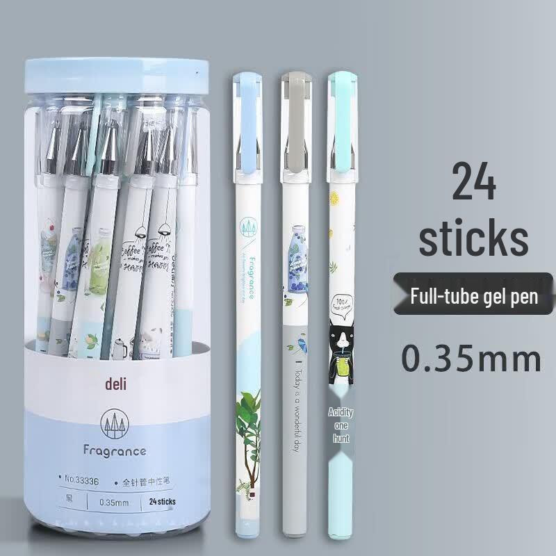 Deli 0.35mm Black Needle Tip Gel Pens, 24-Pack