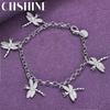 CHSHINE 925 Sterling Silver Charm Dragonfly Chain Bracelet For Women Wedding Party Fashion Jewelry