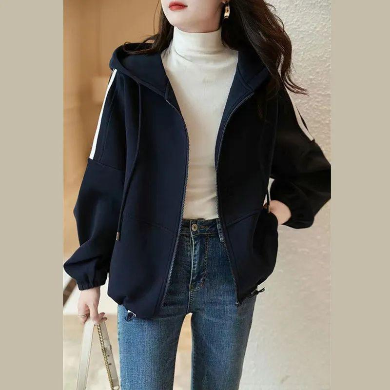 Women s Hooded Jacket Autumn and Winter Casual Sports Short Jacket Baseball Jacket for Women M