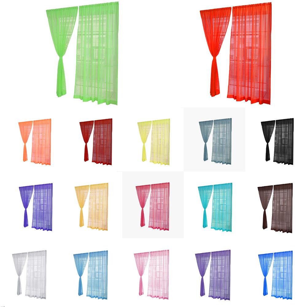 Voile Sheer Window Curtain Panels Solid Rod Pocket Transparent Mesh Modern Bedroom Living Room Door Decoration