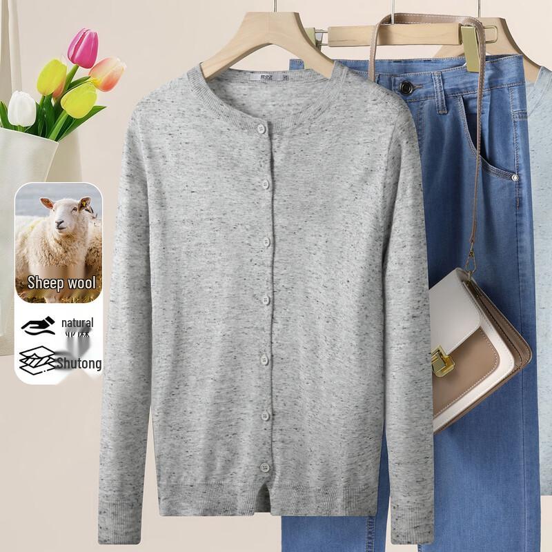 SNOWFLYING Women s Wool Blend Thin Knit Cardigan M