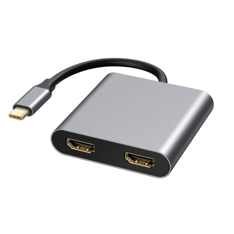 Type C to 4K Splitter Adapter with Two 4K Display Support and 100WPD Fast Charging for Laptop