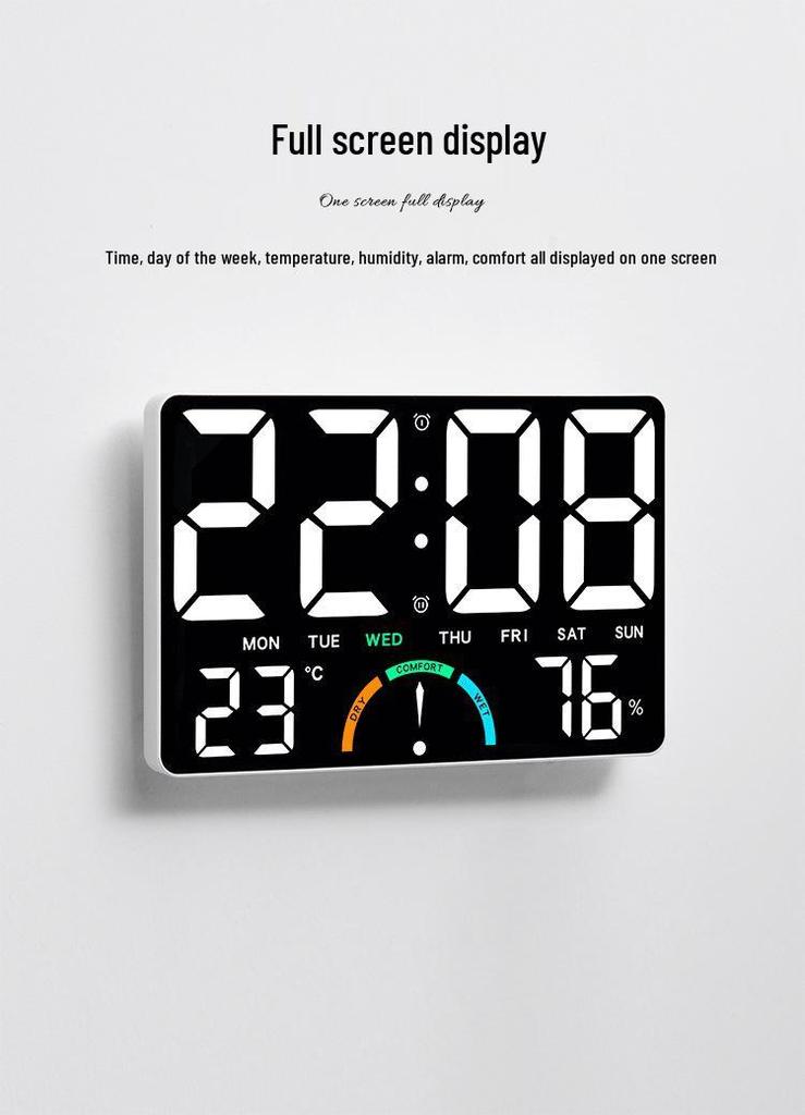 Large LED Wall Clock with Stand, Digital Multifunction GH9008