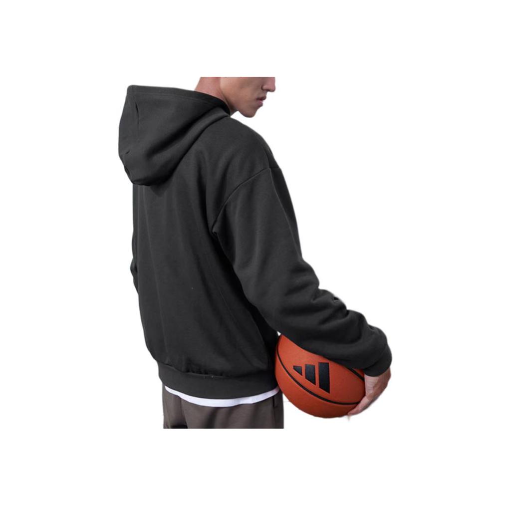 adidas Legends Hoodie Einfarbiges Logo Langarm Kapuzenpullover Herren Hoodies Carbon-Schwarz IL2313