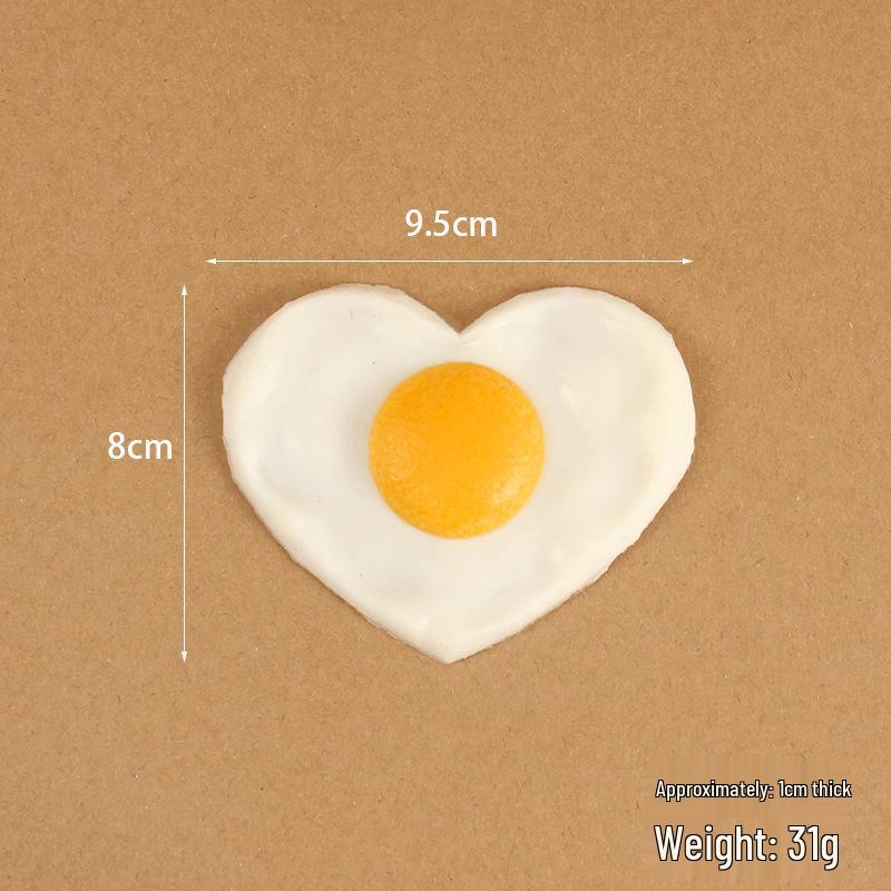 Heart-shaped Fried Egg Fridge Magnet - Fake Boiled Egg Kitchen Decoration Toy