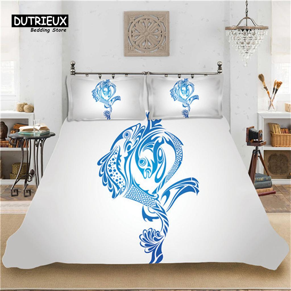 Cancer Duvet Cover Set Soft Hand Drawn Constellations Bedding Set Simple White Quilt Cover Abstract Geometric Pillowcases Decor