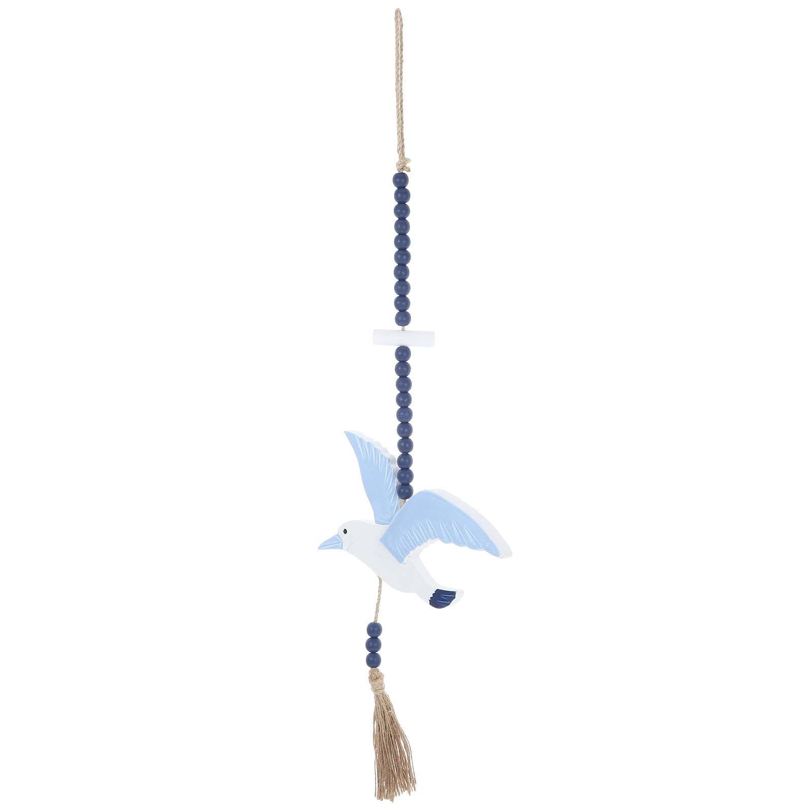 

Seagull Wall Decor Mediterranean Style Handpainted Wooden Hanging Ornament Ocean Themed Wall Art Nautical Hanging Pendant 58X18X1.2CM