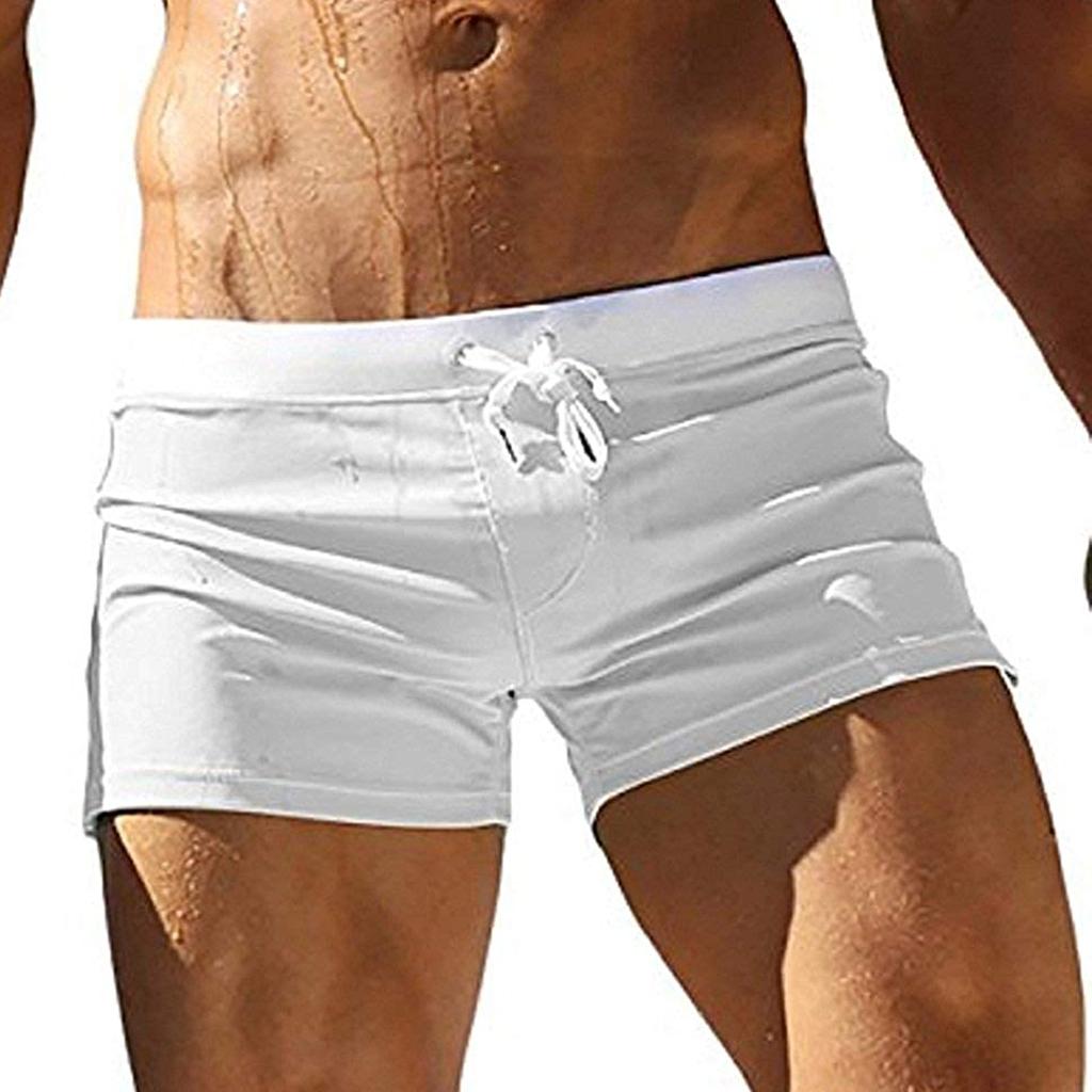 Herremote Hurtigtørkende Design med Baklomme Ensfarget Flats Strand Badeshorts