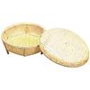 Yamashita Craft White Bamboo Hemp Leaf Round Shape with Lid, Large, 71041020