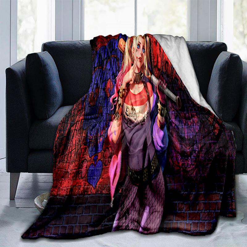 Harley Quinn's Wild Adventure T-Shirt: Bold Graphic Tee for Fans!Print Blanket, Soft Blanket For Sofa Office Bed And Travelling Daughter Bir