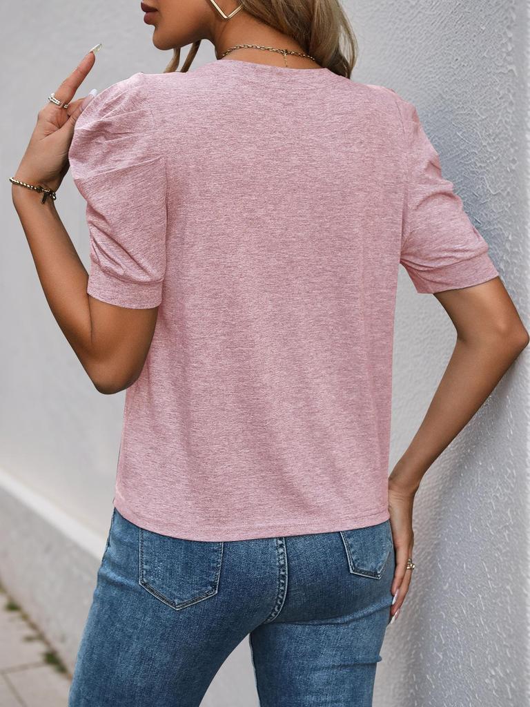 European & American Summer Puff Sleeve Women’s Casual T-shirt