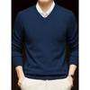 Men's Round Neck Warm Knit Sweater - Long Sleeve Casual Pullover for Autumn/Winter