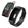 K13 2-in-1 1.14-inch Smart Watch Bluetooth Earphone Sports Bracelet, Leather Strap