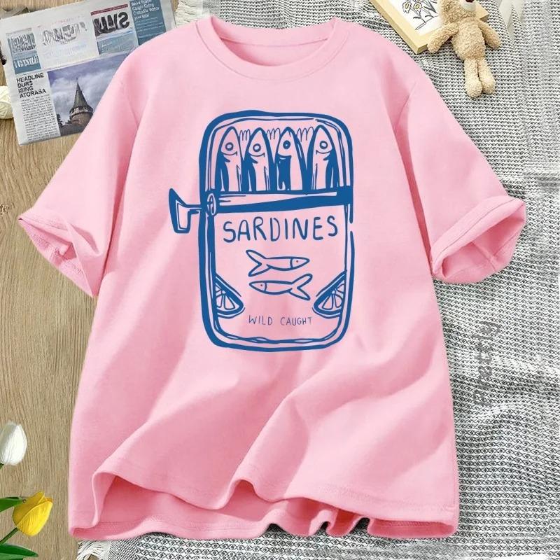 

Sardine FisherUnisex Beach Printed Short Sleeve Tshirt Casual Round Neck T Shirt Summer Casual Printed WomenT Shirt Clothing Tops S