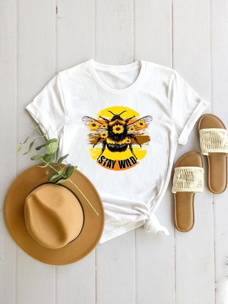 Butterfly Print Cartoon Dress Women European Sleeve Tshirt Women Clothes  Graphic T Shirts  Tops  Oversized Tshirt