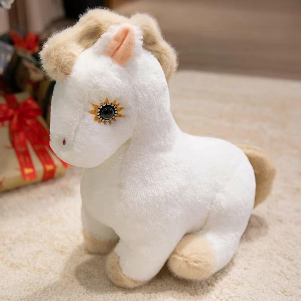 Big Mane Horse Plush Toys Stuffed Cartoon Horse Stuffed Toy Sitting Foal Plush Doll Kids Gift