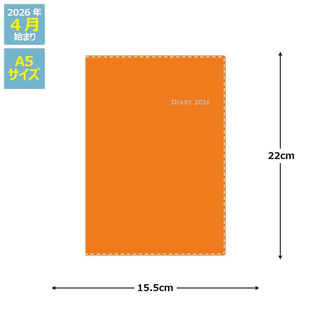 Takahashi 2026 April A5 Weekly Desk Casual Size 964 Planner, Start, Diary, 4, Orange, No.
