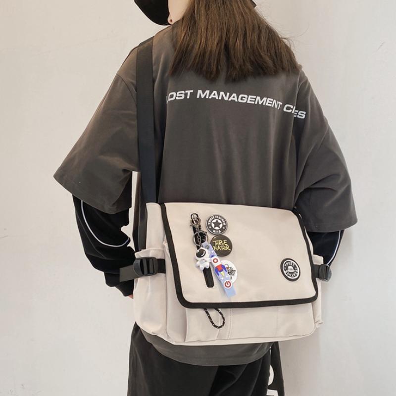 Trendige Nylon-Crossbody-Tasche für Herren, große Kapazität, japanischer Stil, Messenger Bag, lässige Schultertasche im Harajuku-Stil, Sac Bags