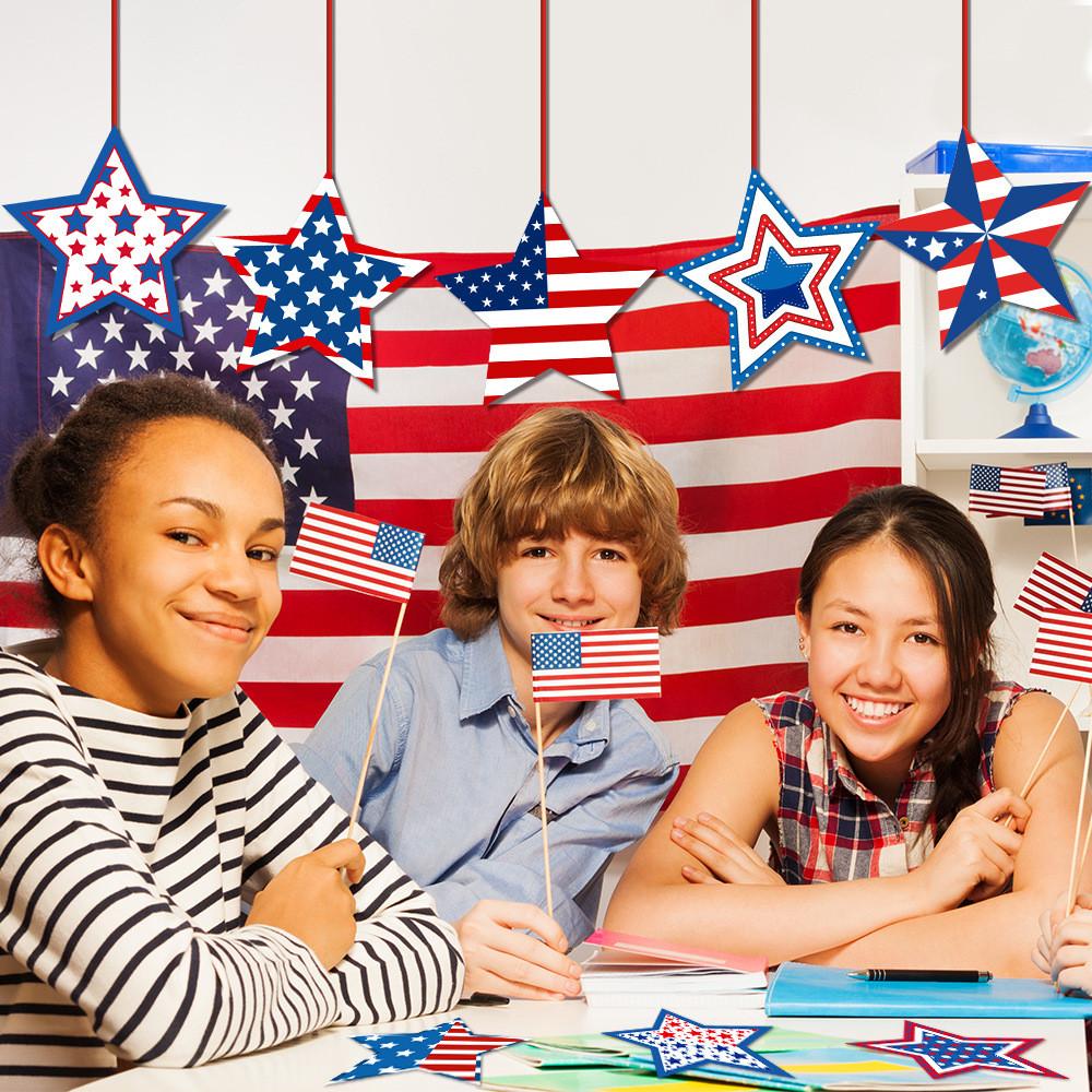 Themed Day Independence Star Shaped Hanging Ornaments Scene Arrangement Props