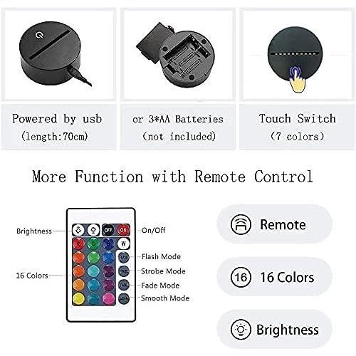 Lampe LED illusion 3D - Stitch - Télécommande RVB 16 couleurs - Veilleuse de bureau - Acrylique