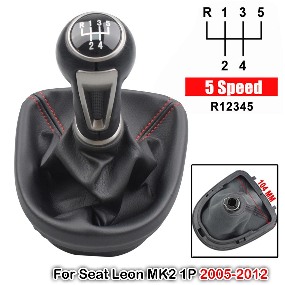 

5/6 Speed Car Gear Stick Shift Knob With PU Leather Boot For Seat Leon MK2 1P 2005 2006 2007 2008 2009 2010 2011 2012 5 Speed