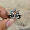 Aquamarine Rough Ring Electroformed Copper Ring Handmade Adjustable Ring Copper Jewelry Gemstone Ring Anniversary Gift Electroformed Jewelry