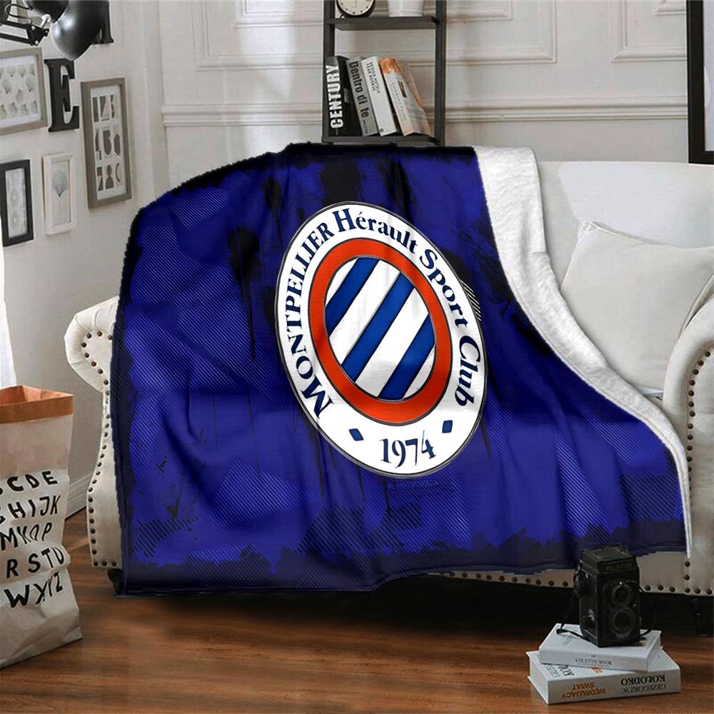 Montpellier Sport Club Flannel Blanket, Soft Polyester, Modern Design, All-Season for Camping, Travel, Gifts for holidays or birthdays