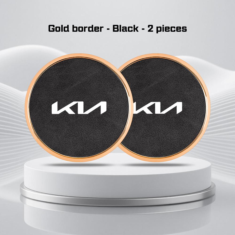 Car Leather Alloy Coaster For Kia GTLine RIO K2 K3 K4 K5 k8 Sportege Picanto Optima Soul Ceed Water Cup Holder Pad Non-slip Mat rnqt40