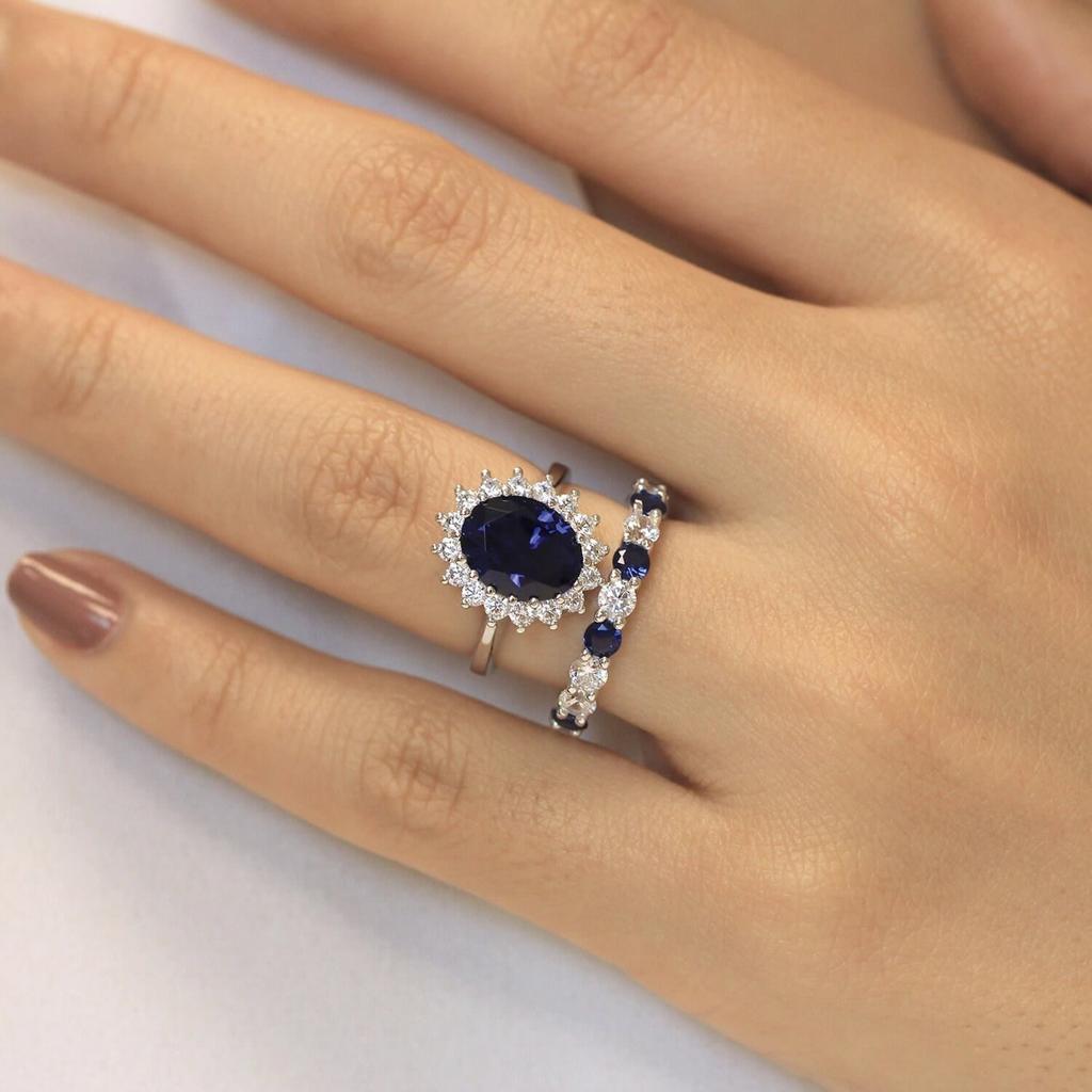 Sapphire Ring, Niche Ladies Ring Internet Celebrity Jewelry AVE