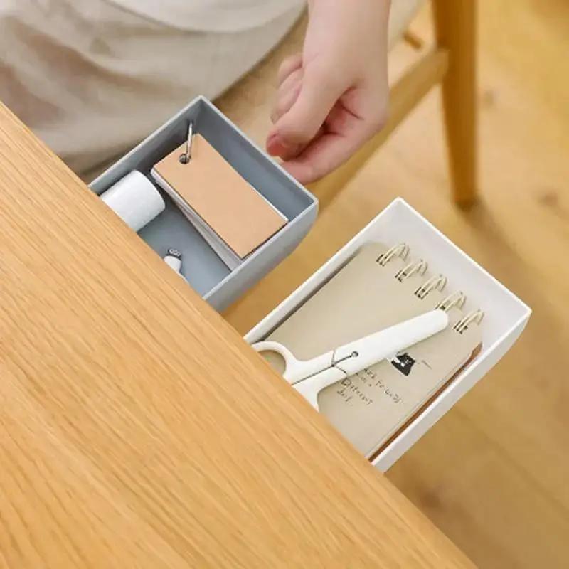 Creative Drawer Storage Box Paste Type Kitchen Gadgets Organizer Under The Table Storage Rack Storage Tableware Desk Pen Holder