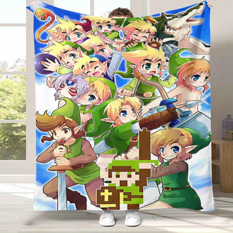 Retro Z-Zelda Cartoon Link Games Flannel Blanket,Ultra Soft Warm Plush Throw for Home Bedroom Bed Sofa Cover Camping Picnic kid